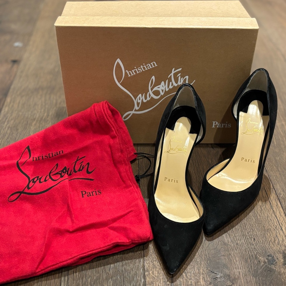 Christian Louboutin Iriza 100 Black Suede Heels 36